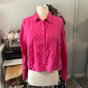Hot Pink Linen Zara Long Sleeve